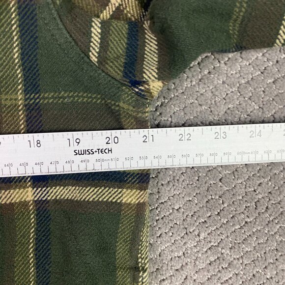 Orvis Flannel Shirt Jacket Shacket Men's Small Green Check Plaid Cotton - Picture 10 of 14